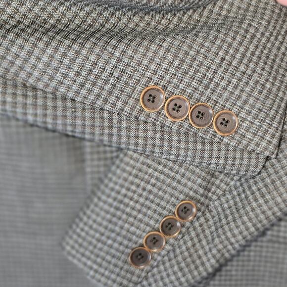 Hart Schaffner Marx Botto Giuseppe Biella Italy Shepard's Check Wool Blend 42R - Picture 10 of 12